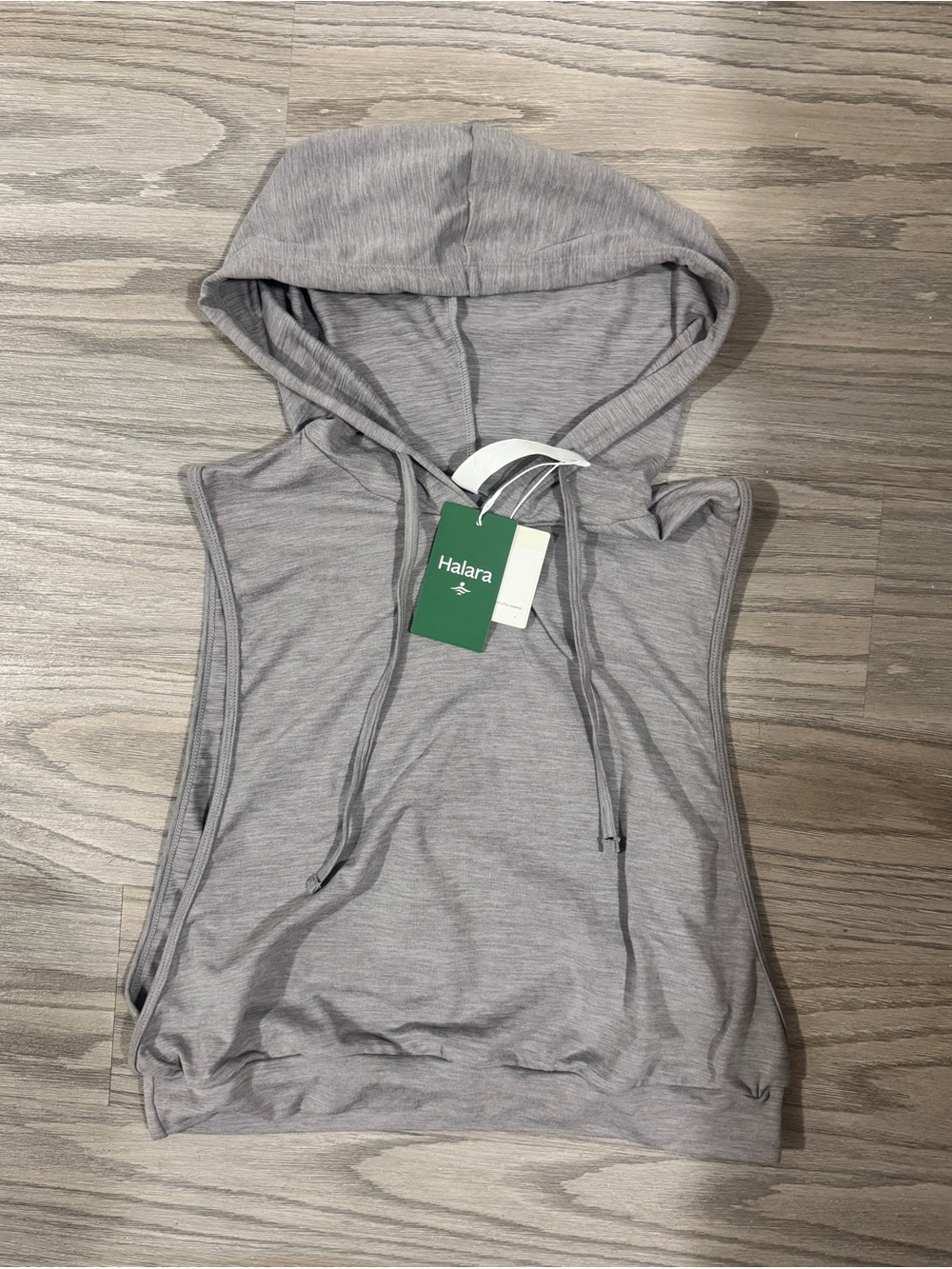 Halara NWT Gray Sleeveless Hooded Top M Athletic Workout Tank